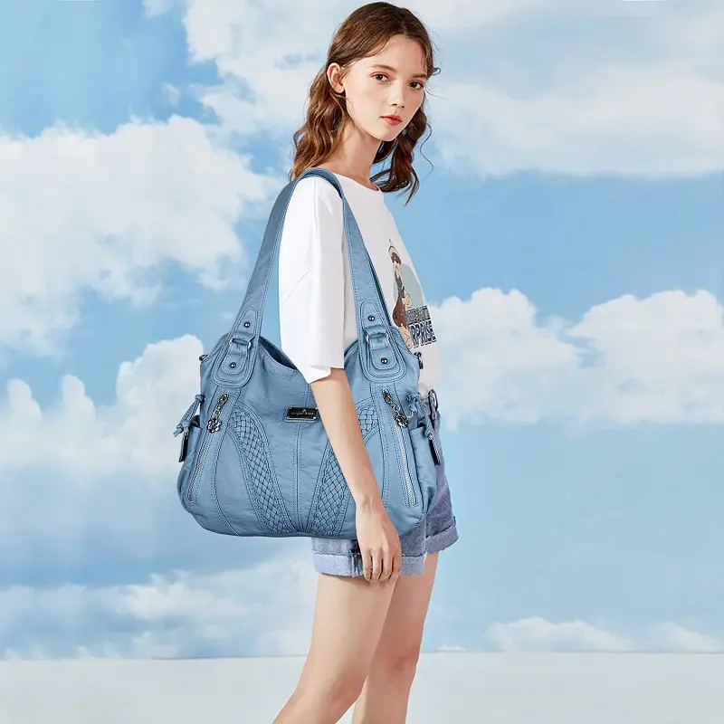  Women Handbags Satchel Top-handle Handbag 2023 PU Shoulder Bag Soft Dumpling Pack Multi-pockets Shoulder Purse Bags