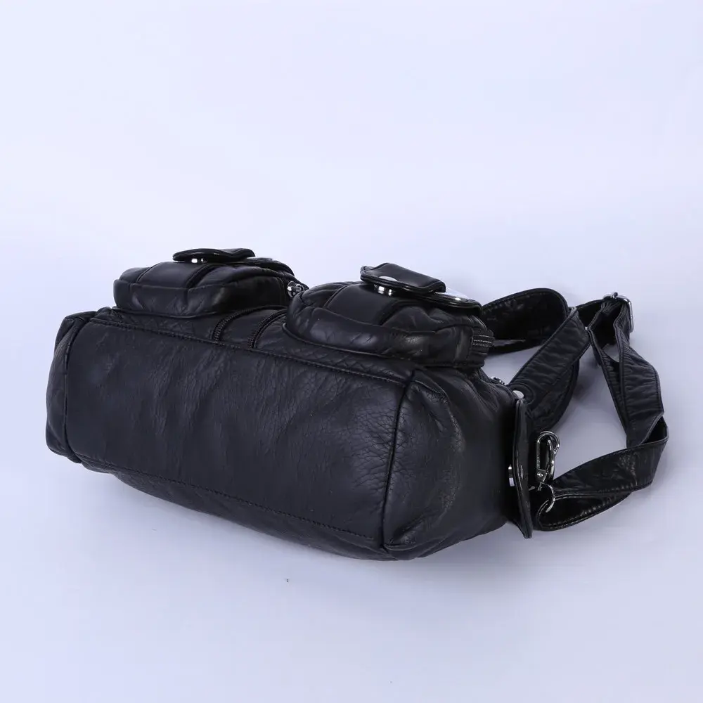 Women Handbag Fashion Small PU Shoulder Bag Soft Hobos Messenger Top-handle Bag Tote Satchel Front Pockets  Purse