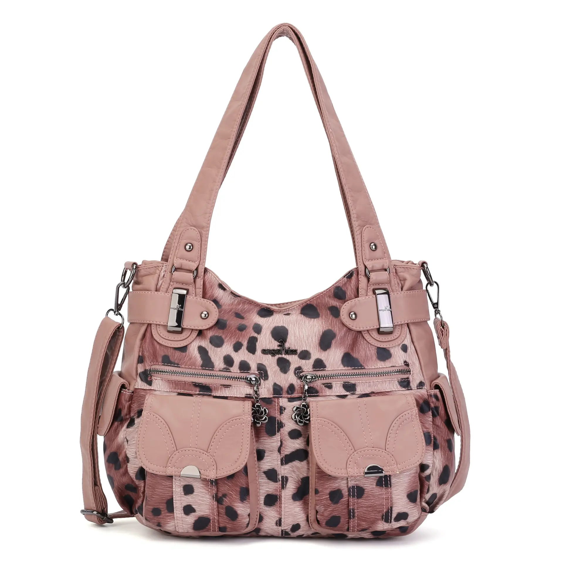  Women Shoulder Bag Leopard Handbags Pink Fashion Messenge Bags Large Crossbody Bag Capacity Purse Soft Tote Satchel