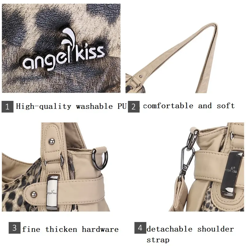  Women Shoulder Bag Leopard Handbags Pink Fashion Messenge Bags Large Crossbody Bag Capacity Purse Soft Tote Satchel
