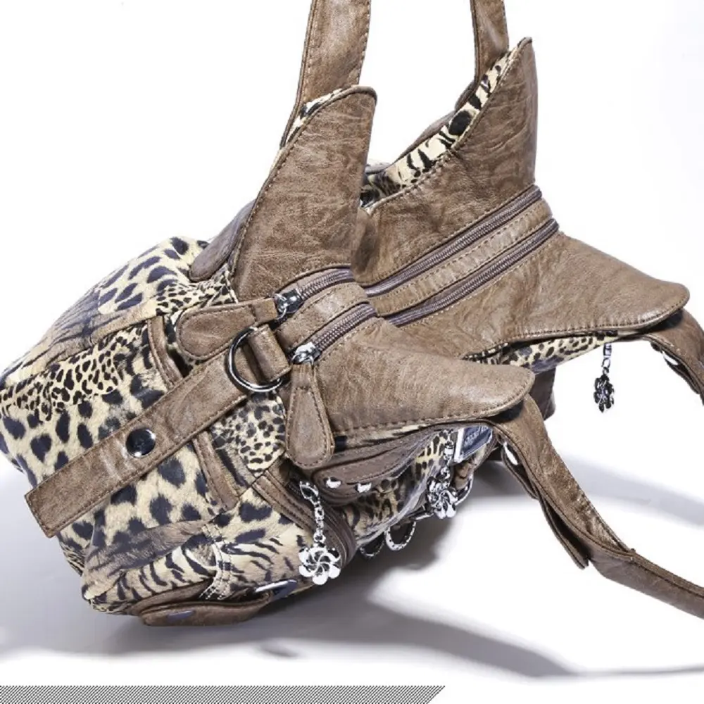 Women Handbags Leopard Bag Top-handle Handbag Fashion Satchel Dumpling Pack Shoulder Bag Tote Bag Hobos Large Purse