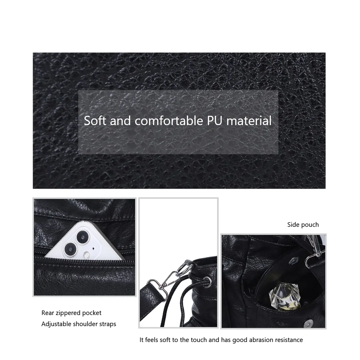  Women Handbags Soft Vintage Shoulder Bag Top-handle Fashion Satchel Multi-Pockets Crossbody Bag Flap Phone Pack
