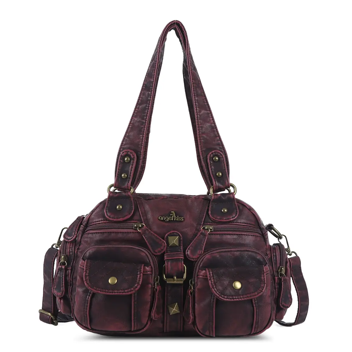  Brown Bag Women Vintage Handbags Satchel Top-handle Handbag PU Shoulder Bag Dumpling Pack Multi-pockets Shoulder Bags