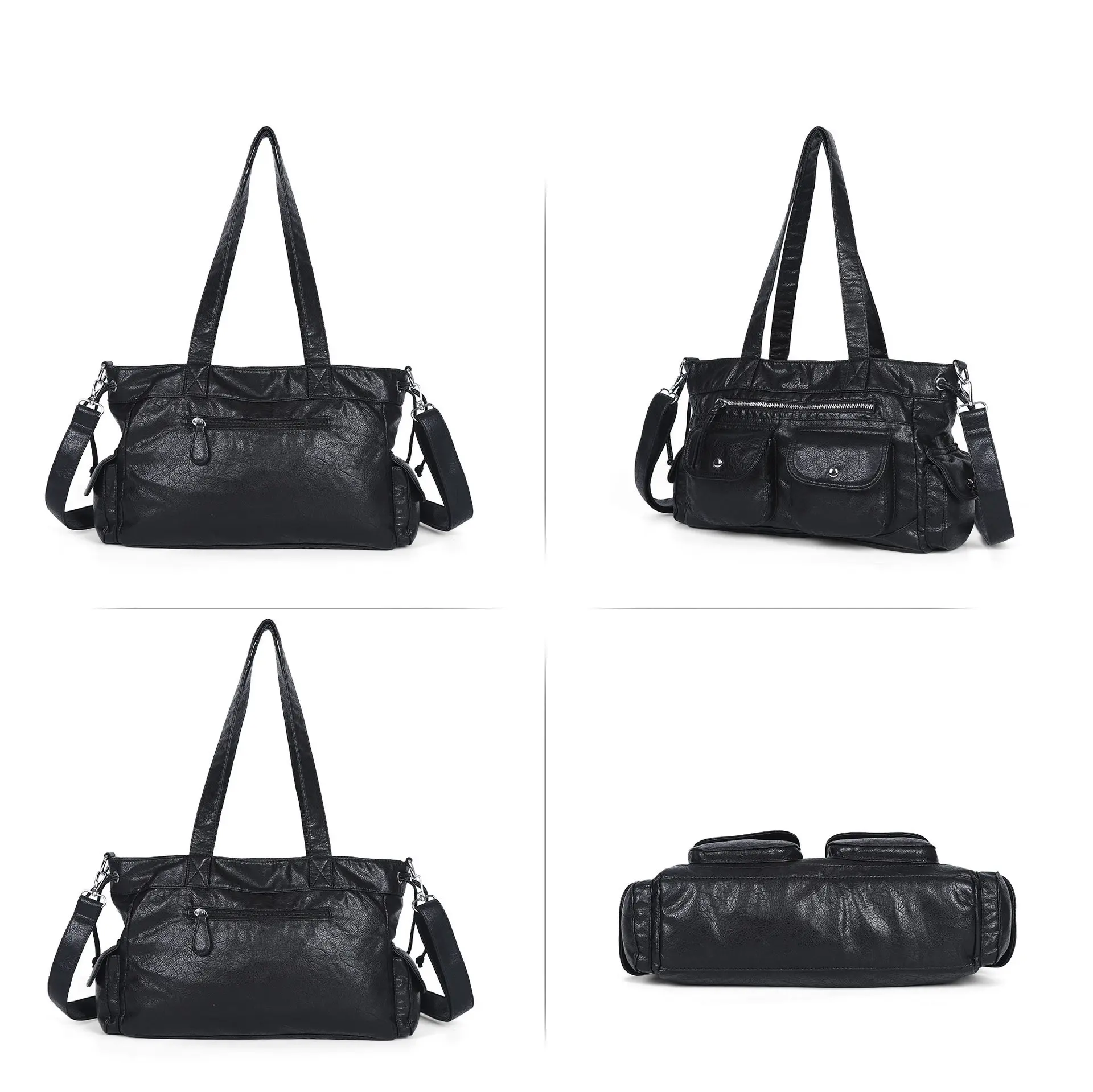 Women Handbags Soft Vintage Shoulder Bag Top-handle Fashion Satchel Multi-Pockets Crossbody Bag Flap Phone Pack