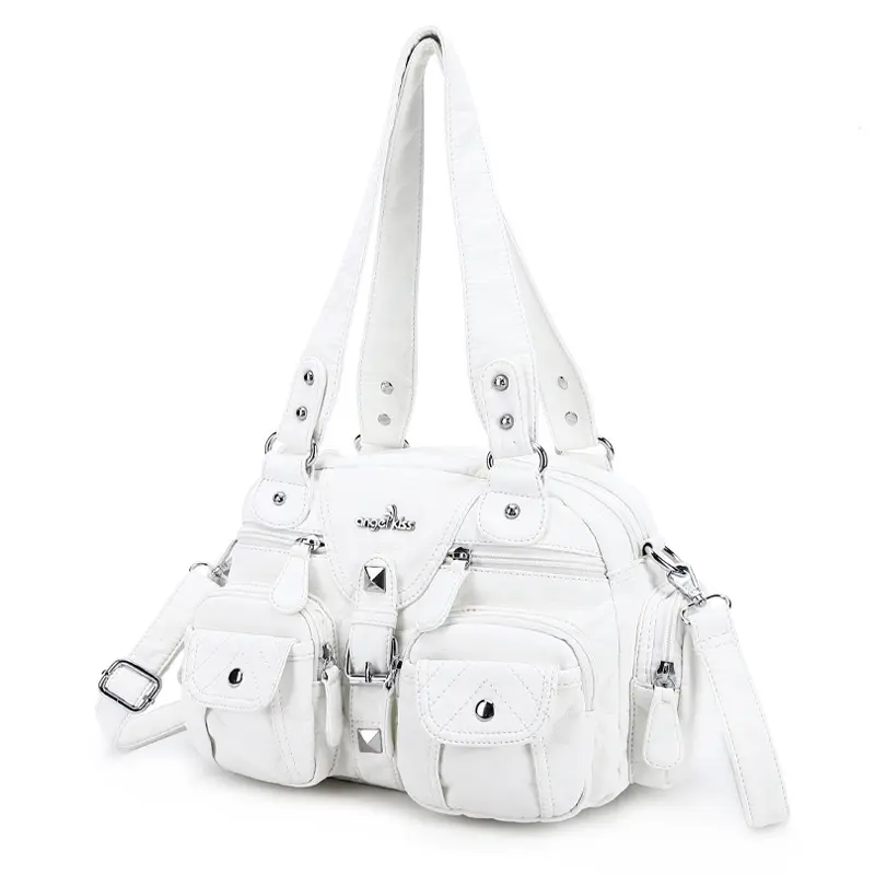  Brown Bag Women Vintage Handbags Satchel Top-handle Handbag PU Shoulder Bag Dumpling Pack Multi-pockets Shoulder Bags
