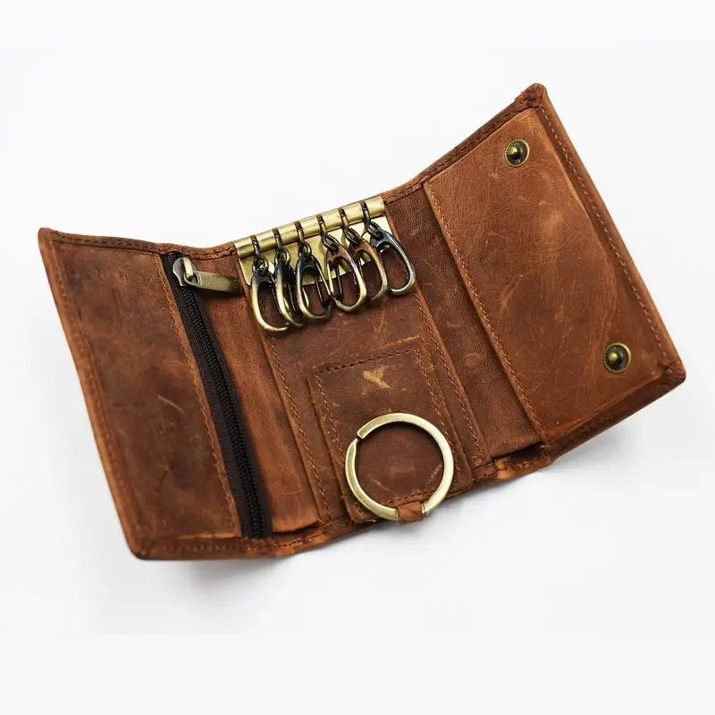 Genuine Leather Key Bag Unisex Key Purse Multifunction Organizer Wallet Men Key Holder Housekeeper Small Key Case Keys Pouch