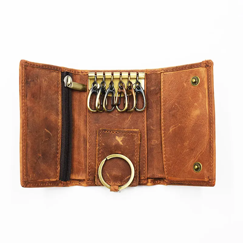 Genuine Leather Key Bag Unisex Key Purse Multifunction Organizer Wallet Men Key Holder Housekeeper Small Key Case Keys Pouch