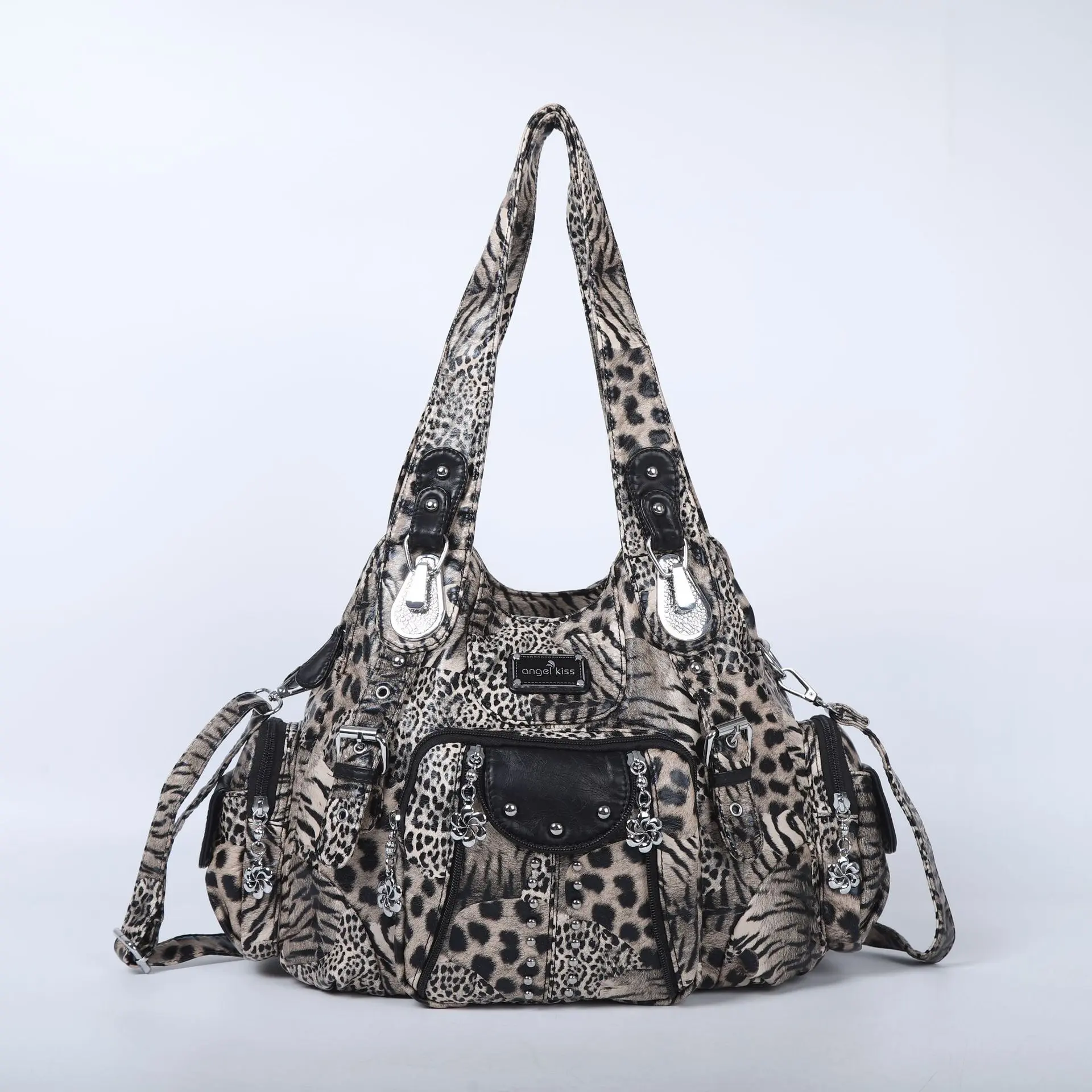  Women Fashion Handbags Large Shoulder Bags PU Leopard Handbag Female Satchel Big-capacity Shoulder Purse Bag bolsa