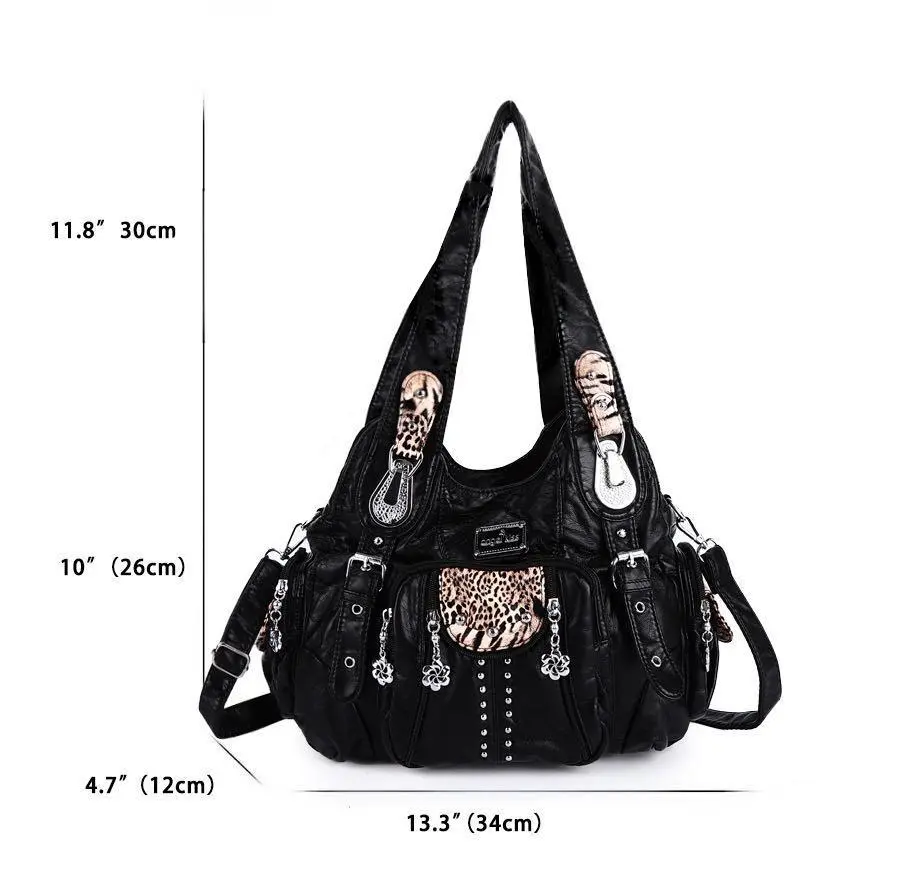  Women Fashion Handbags Large Shoulder Bags PU Leopard Handbag Female Satchel Big-capacity Shoulder Purse Bag bolsa