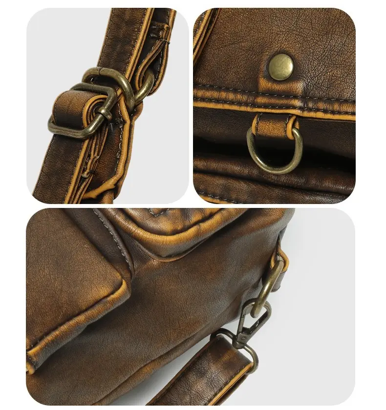 Women's Bag Large PU Shoulder Bag Fashion Top-handle Vintage Black Dyeing Dumpling Pack Multi-pockets Crossbody Bag