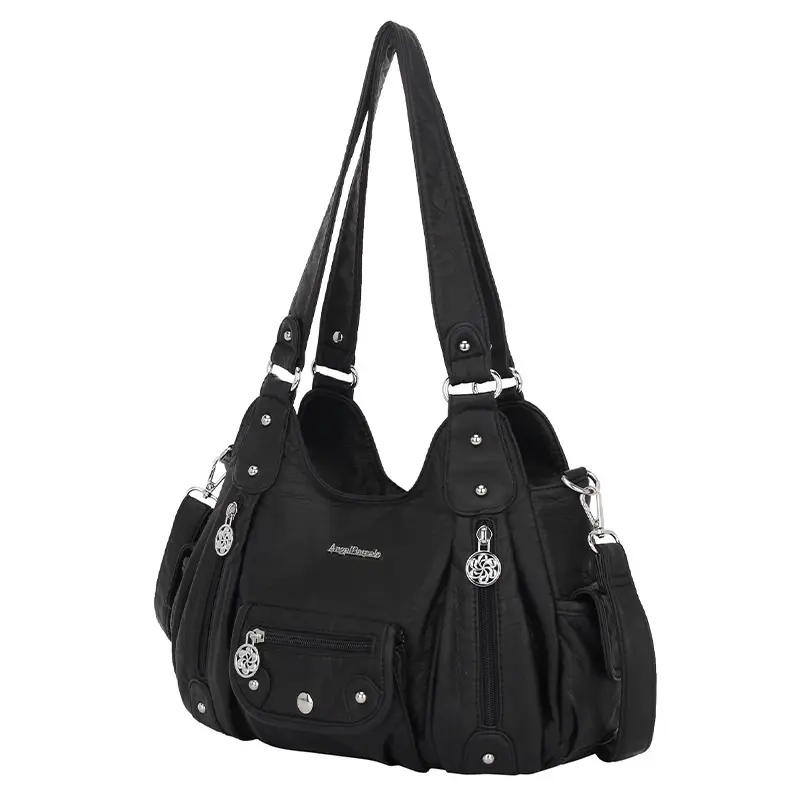 Angel Bag Women Handbags Satchel Top-handle Soft PU Shoulder Bag Fashion Dumpling Pack Multi-pockets Shoulder Bags Wellet