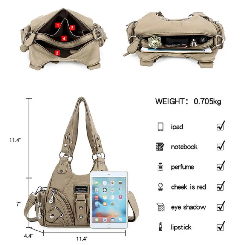  Women Handbags Soft Tote Bag Small Top-handle Fashion Satchel Multi-Pockets Crossbody Shoulder Bag Hobos Phone Pack