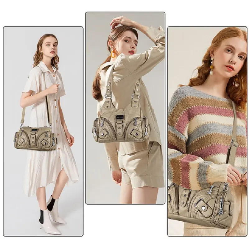  Women Handbags Soft Tote Bag Small Top-handle Fashion Satchel Multi-Pockets Crossbody Shoulder Bag Hobos Phone Pack