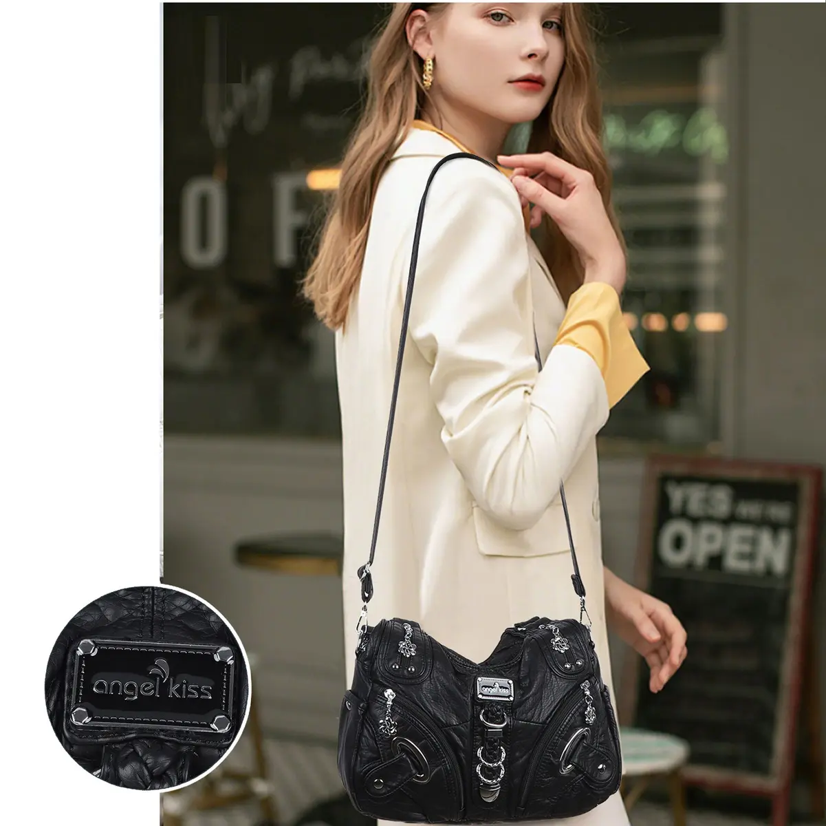 Angel kiss Women Handbags Fashion Large Shoulder Bag Top-handle Handbag Satchel Dumpling Shoulder Bag Tote Hobos Large Purse