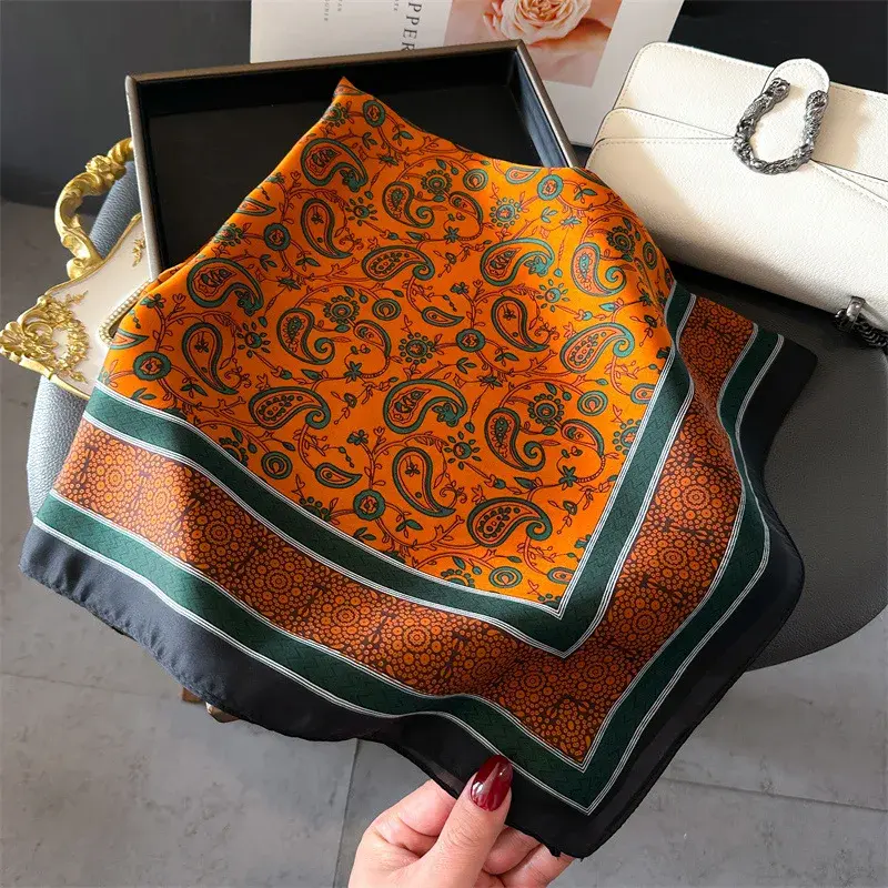 Square Scarf Women Silk Feeling Hairbands Neckerchief Bandana Scarves Lady Fashion Print Kerchief Bands 2025 Spring