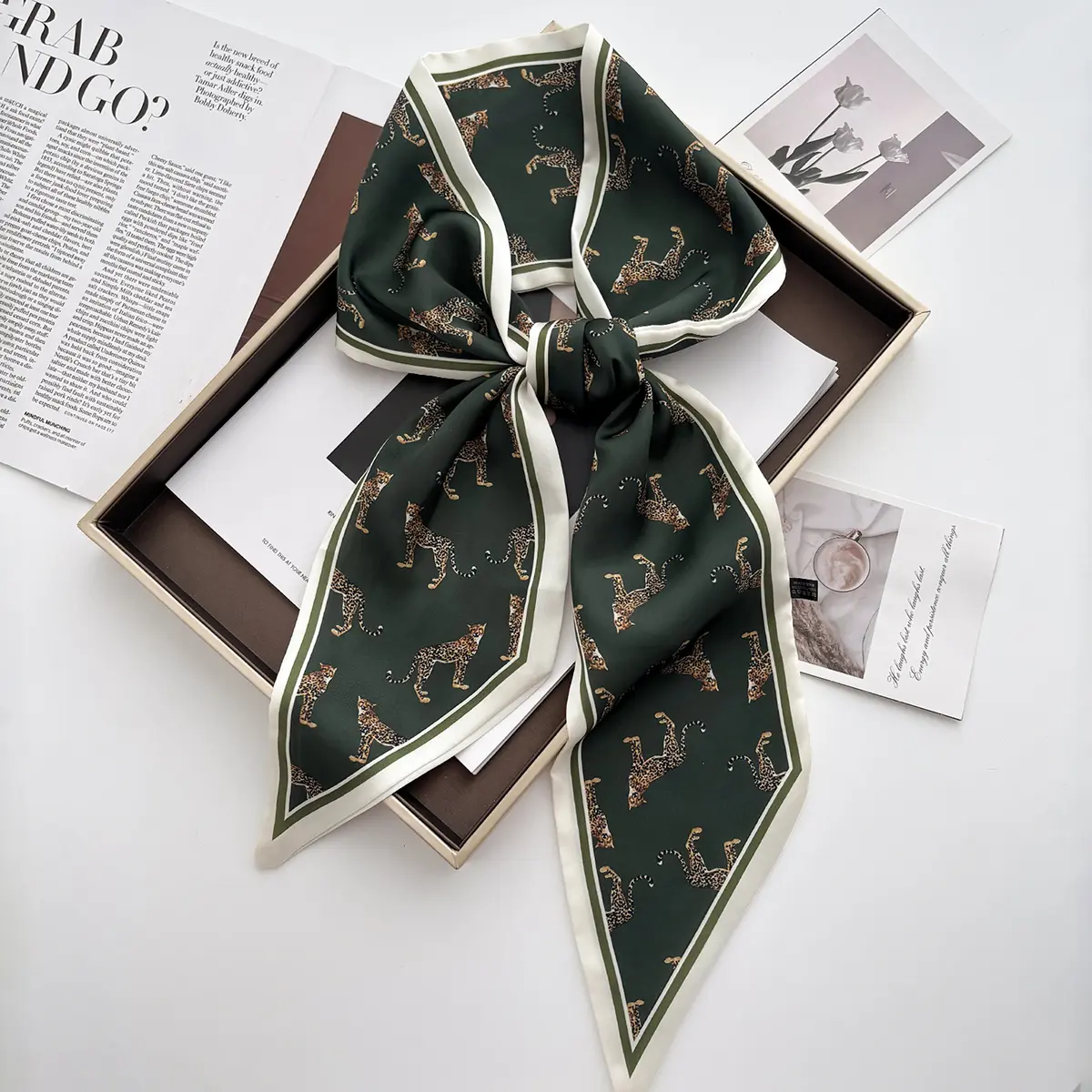 Luxury Print Scarf Skinny Ribbon Hairbands Women Neck Kerchief Foulard Hair Bands Scarves Bag Handle Ribbon 145*14CM