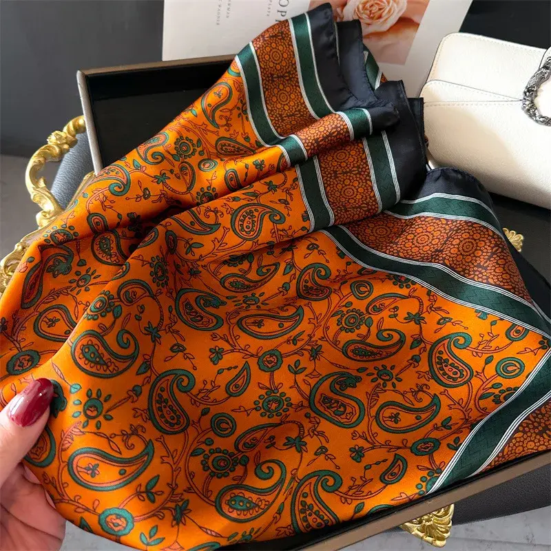 Square Scarf Women Silk Feeling Hairbands Neckerchief Bandana Scarves Lady Fashion Print Kerchief Bands 2025 Spring