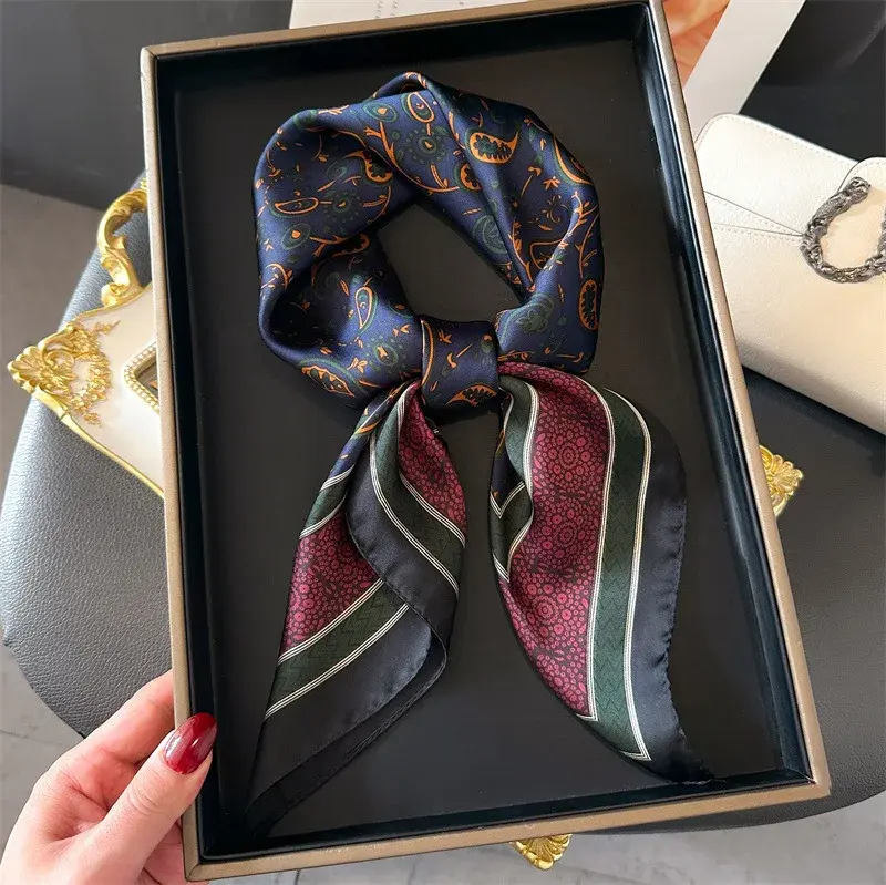 Square Scarf Women Silk Feeling Hairbands Neckerchief Bandana Scarves Lady Fashion Print Kerchief Bands 2025 Spring