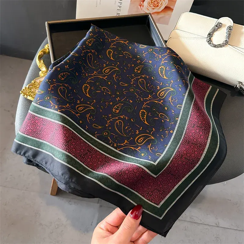Square Scarf Women Silk Feeling Hairbands Neckerchief Bandana Scarves Lady Fashion Print Kerchief Bands 2025 Spring