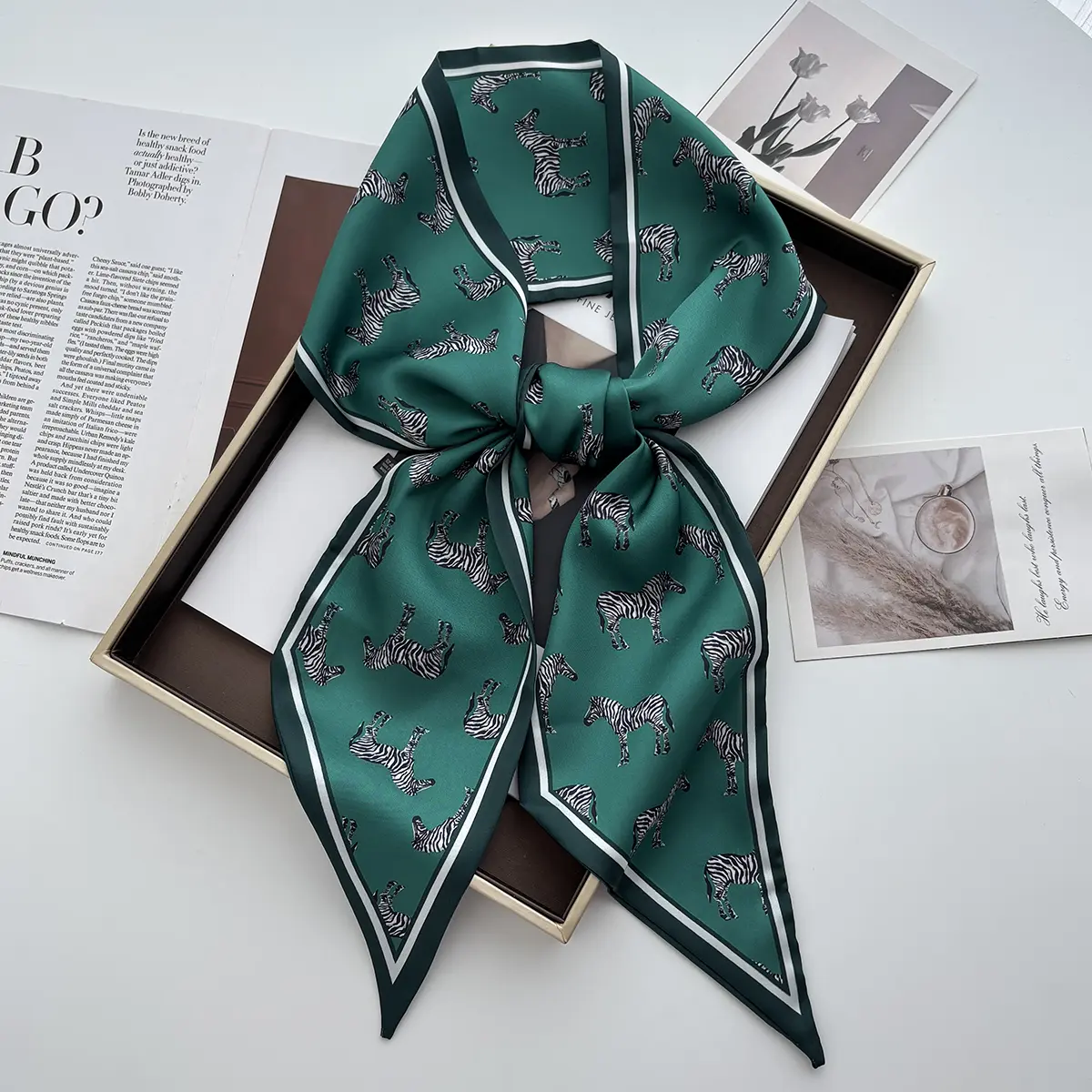 Luxury Print Scarf Skinny Ribbon Hairbands Women Neck Kerchief Foulard Hair Bands Scarves Bag Handle Ribbon 145*14CM