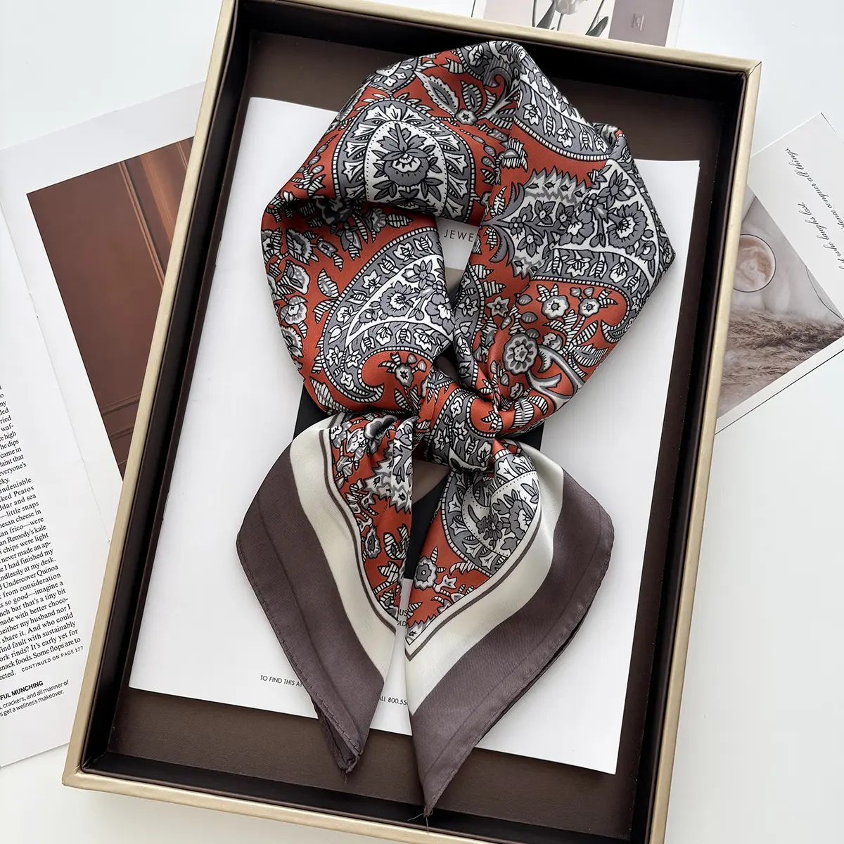 70cm Satin Scarf Luxury Designer Hair Paisley Print Head Large Handkerchief Hijab Shawl Women Bandanna Foulard Muffler Wrap