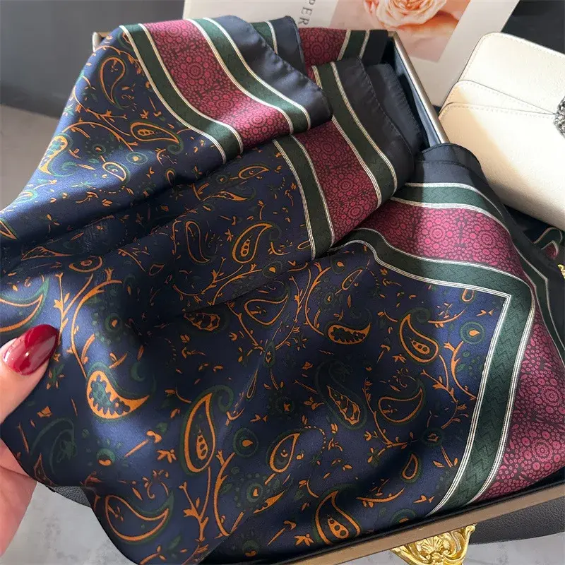 Square Scarf Women Silk Feeling Hairbands Neckerchief Bandana Scarves Lady Fashion Print Kerchief Bands 2025 Spring