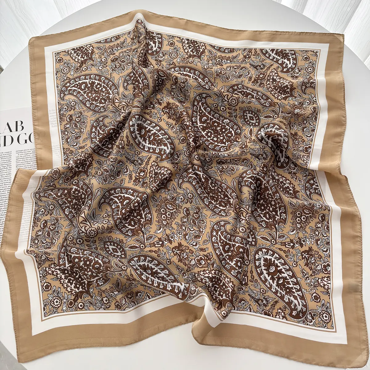 70cm Satin Scarf Luxury Designer Hair Paisley Print Head Large Handkerchief Hijab Shawl Women Bandanna Foulard Muffler Wrap