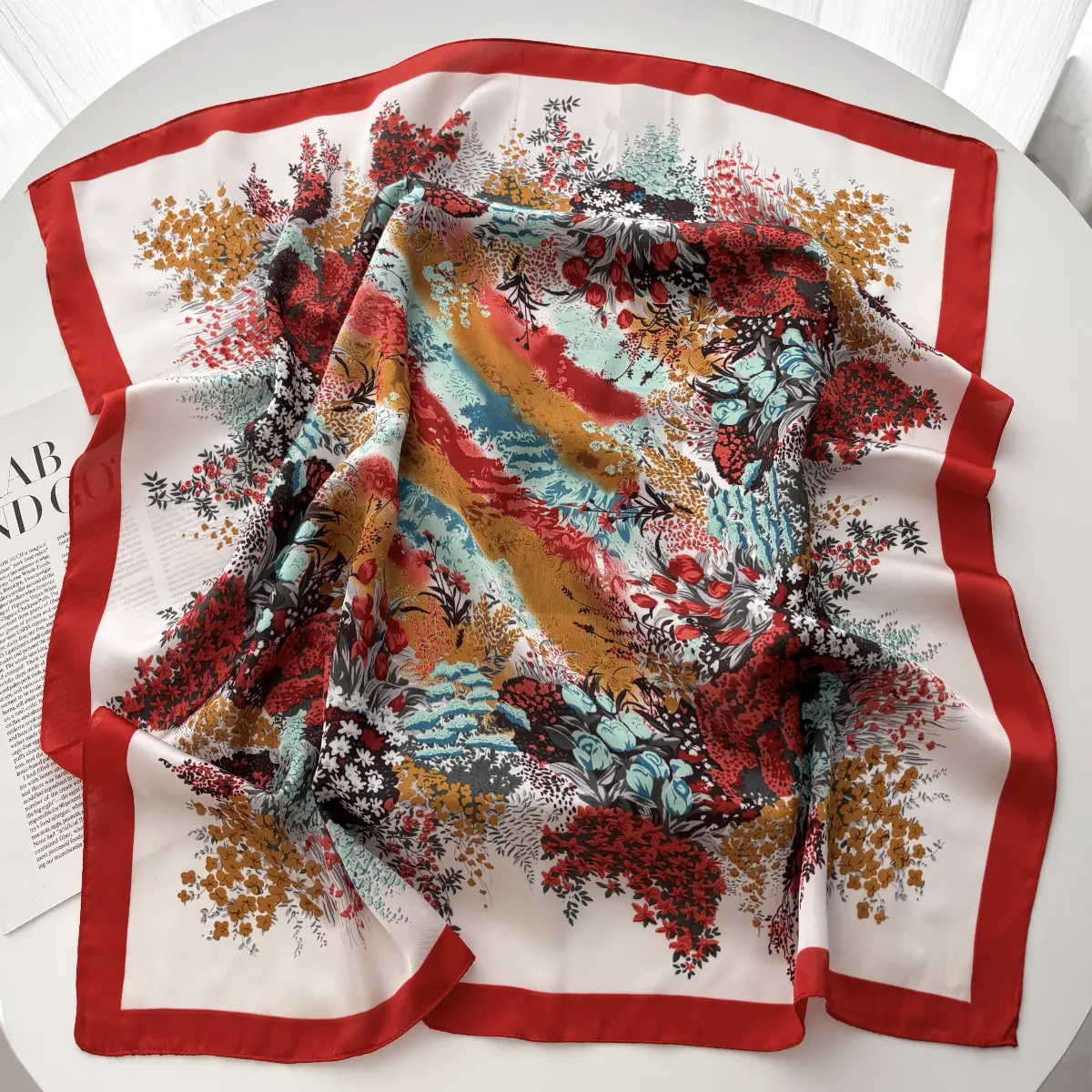 Luxury Brand 2025 Chain Print Square Silk Scarf for Women Hijab Hair Bands 70cm Neckerchief Female Satin Shawl Ribbon Headband