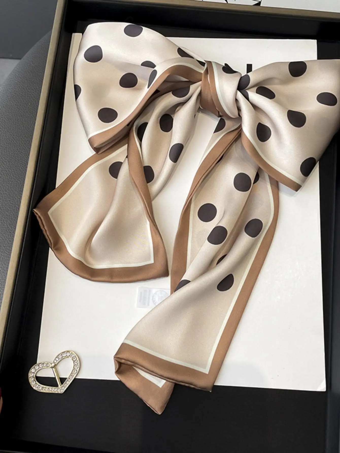 Simple And Elegant Polka Dot Satin Scarf For Women's Neck And Hair Accessory Bandana,Hair Band,Head Band