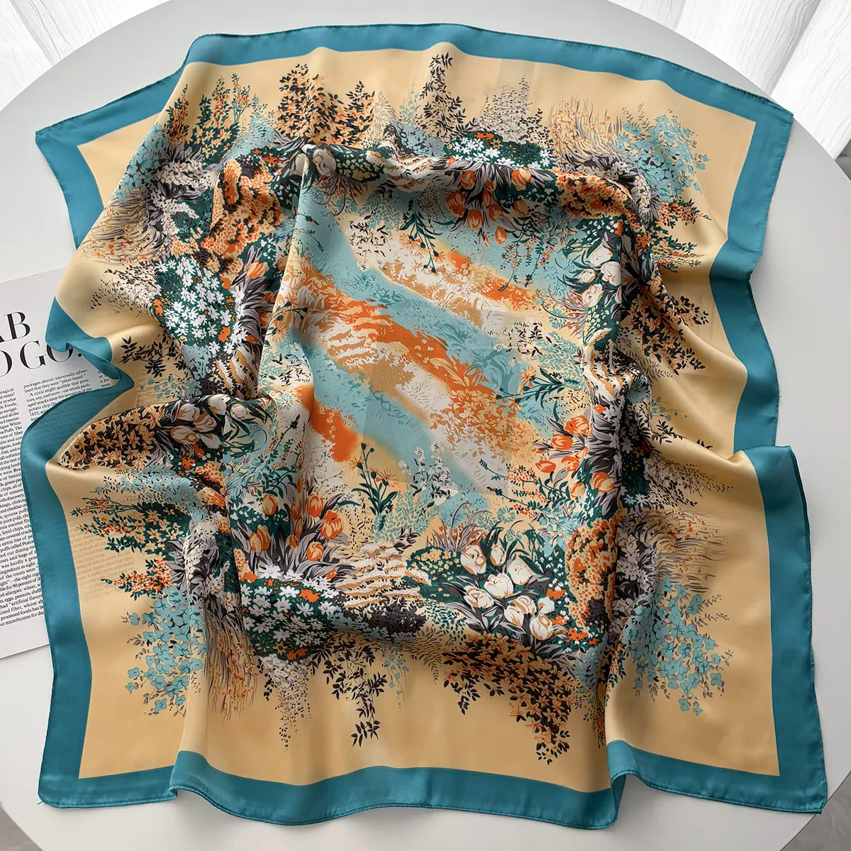 Luxury Brand 2025 Chain Print Square Silk Scarf for Women Hijab Hair Bands 70cm Neckerchief Female Satin Shawl Ribbon Headband