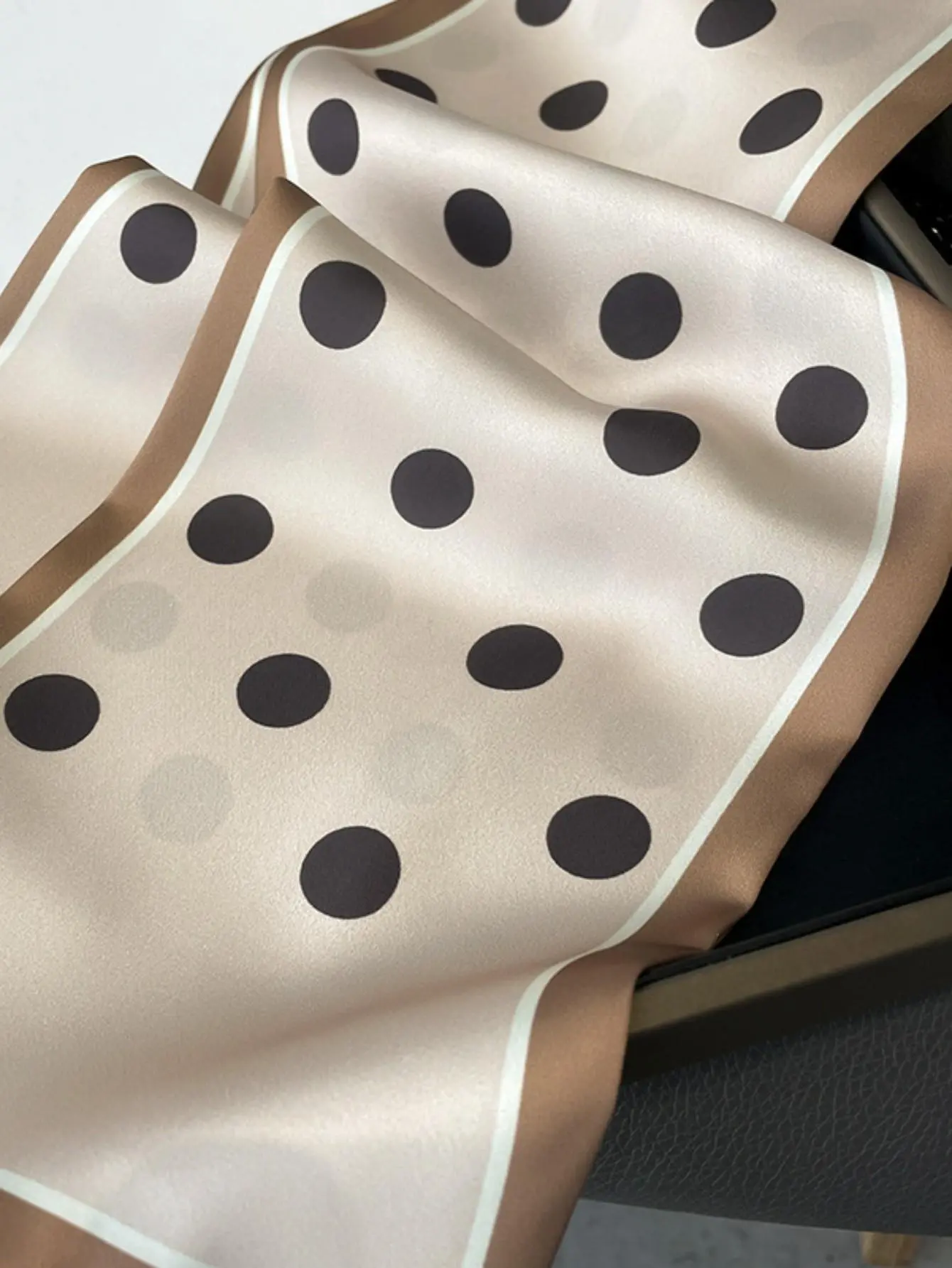 Simple And Elegant Polka Dot Satin Scarf For Women's Neck And Hair Accessory Bandana,Hair Band,Head Band