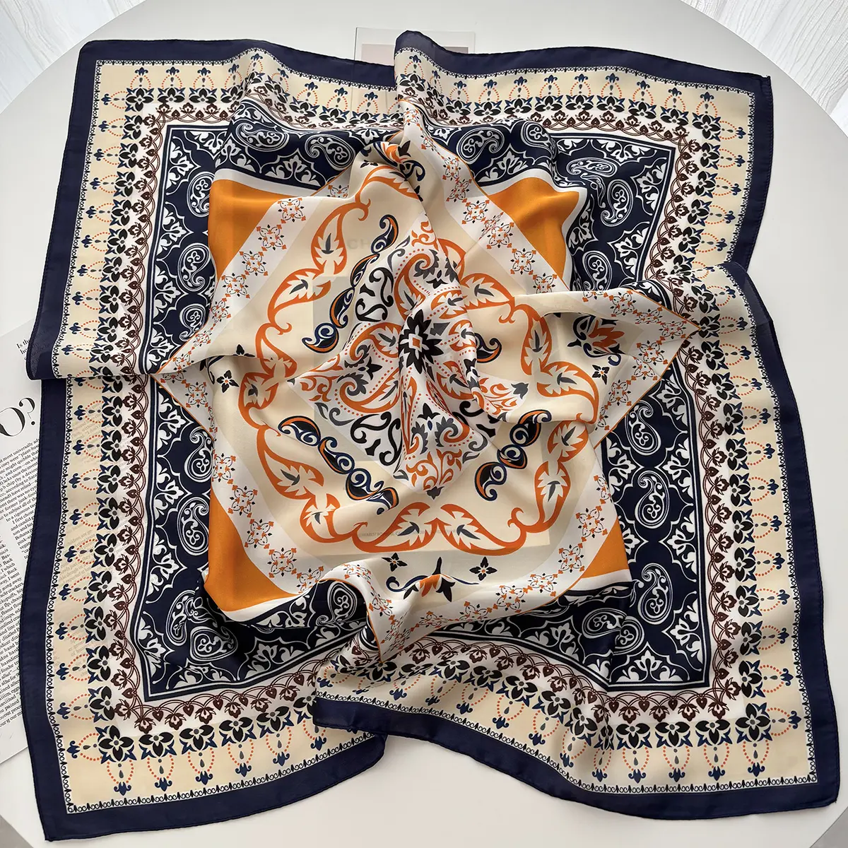 Floral Print 70cm Satin Headkerchief Women Luxury Design Neck Tie Scarf Female Hair Hand Wrist Foulard Shawl Hijab Bandana New