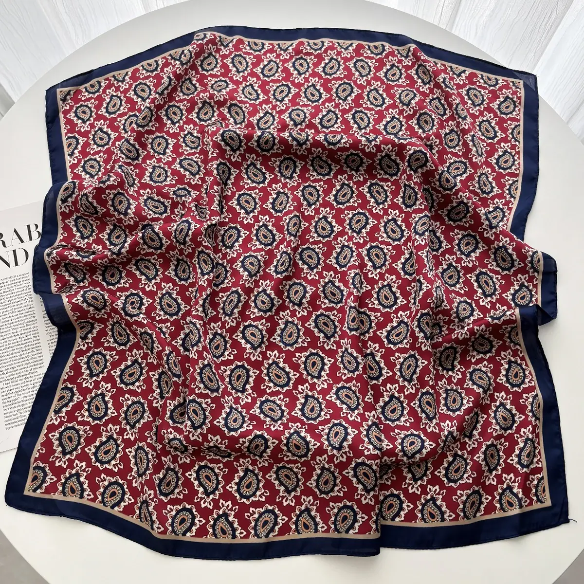 Elegant Floral Print Square Scarf Women Soft Satin Horse Hairband Neckerchief Office Hijab Headband Foulard Bag Ribbons Gift