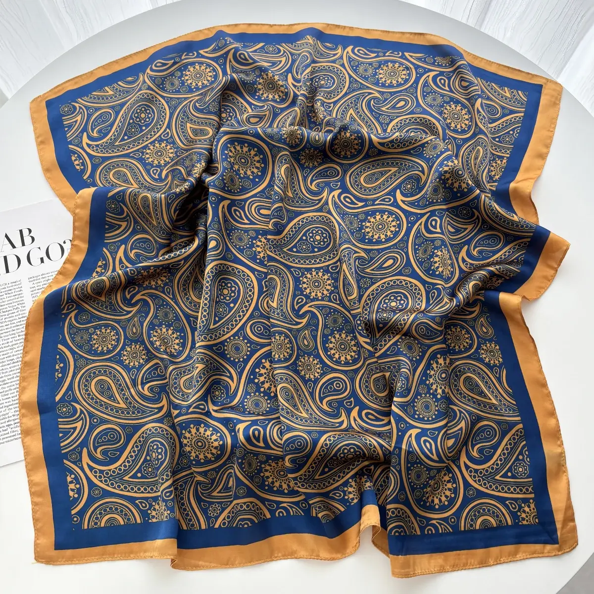 Elegant Floral Print Square Scarf Women Soft Satin Horse Hairband Neckerchief Office Hijab Headband Foulard Bag Ribbons Gift