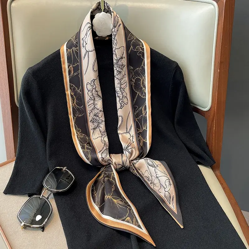 Spring/Summer Fashion Ribbon Decorative Luxury Imitation Silk Scarf 13*144cm Long Headband Women’s Occupation Neckerchief