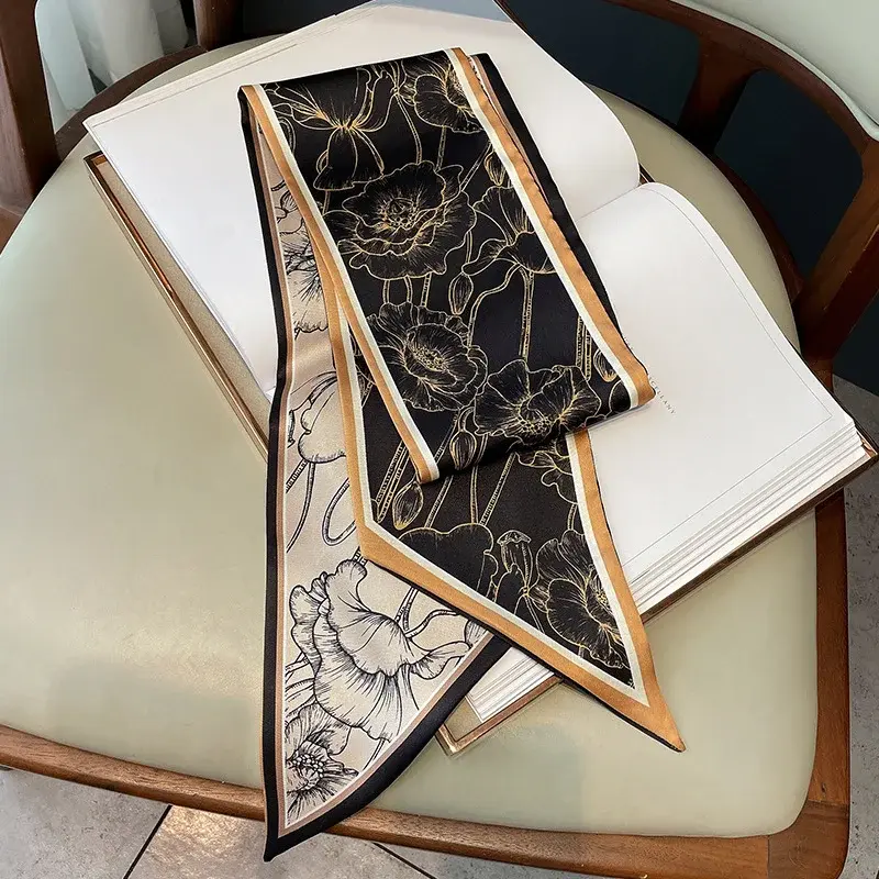 Spring/Summer Fashion Ribbon Decorative Luxury Imitation Silk Scarf 13*144cm Long Headband Women’s Occupation Neckerchief