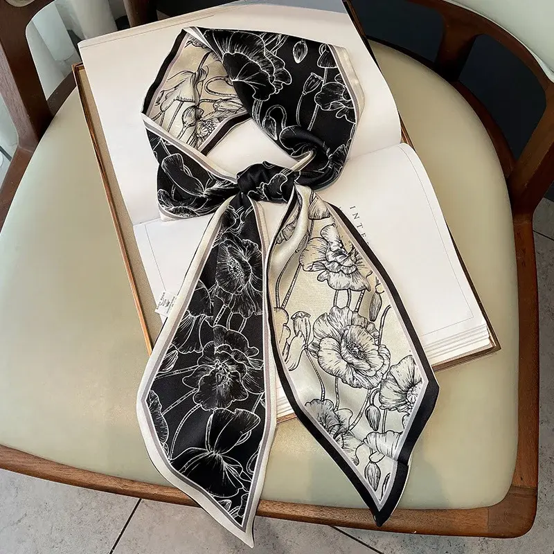 Spring/Summer Fashion Ribbon Decorative Luxury Imitation Silk Scarf 13*144cm Long Headband Women’s Occupation Neckerchief