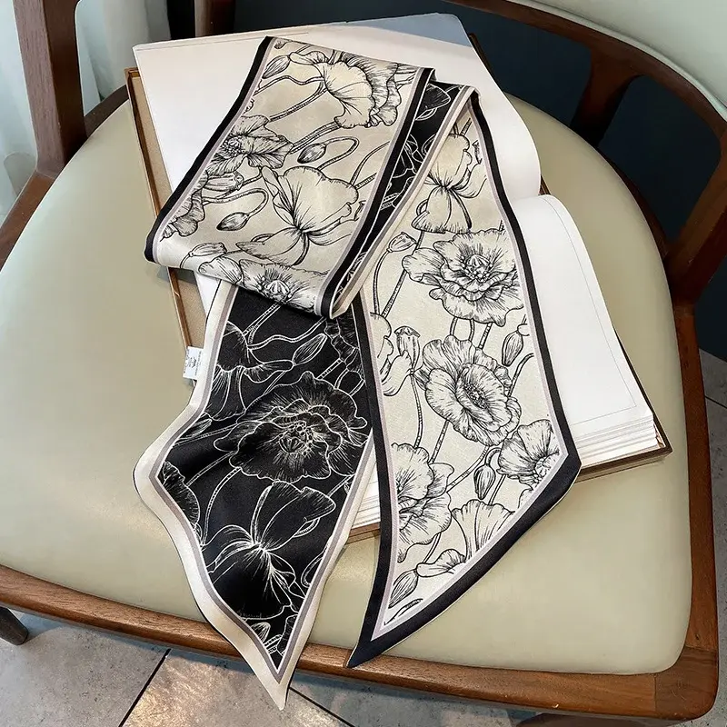 Spring/Summer Fashion Ribbon Decorative Luxury Imitation Silk Scarf 13*144cm Long Headband Women’s Occupation Neckerchief