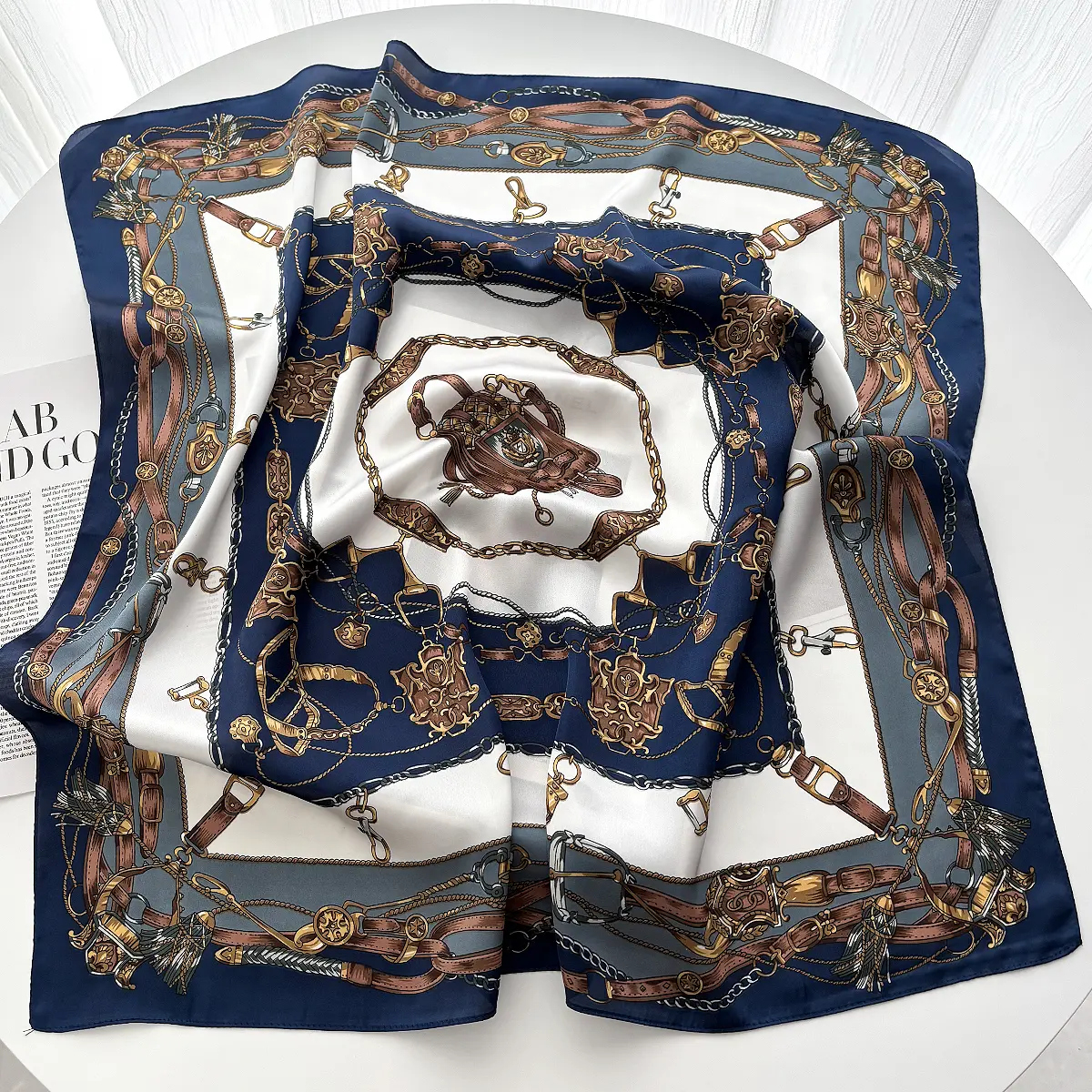 70*70cm Luxury Design Square Hair Scarf for Women Hijab Small Neck Tie Hand Wrist Kerchief Female Headband Foulard