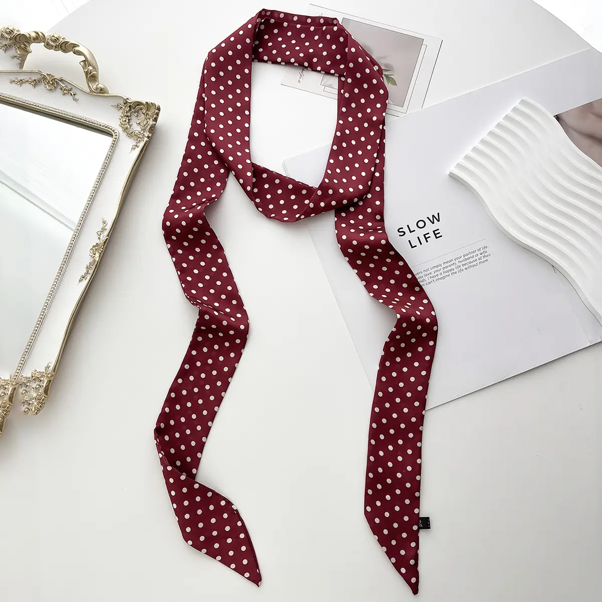 5x200cm Satin Silk Narrow Scarf Neckerchief Solid Neck Scarves Long Silk Thin Scarf Head Neck Hair Band Bag Ribbon Headbands DIY