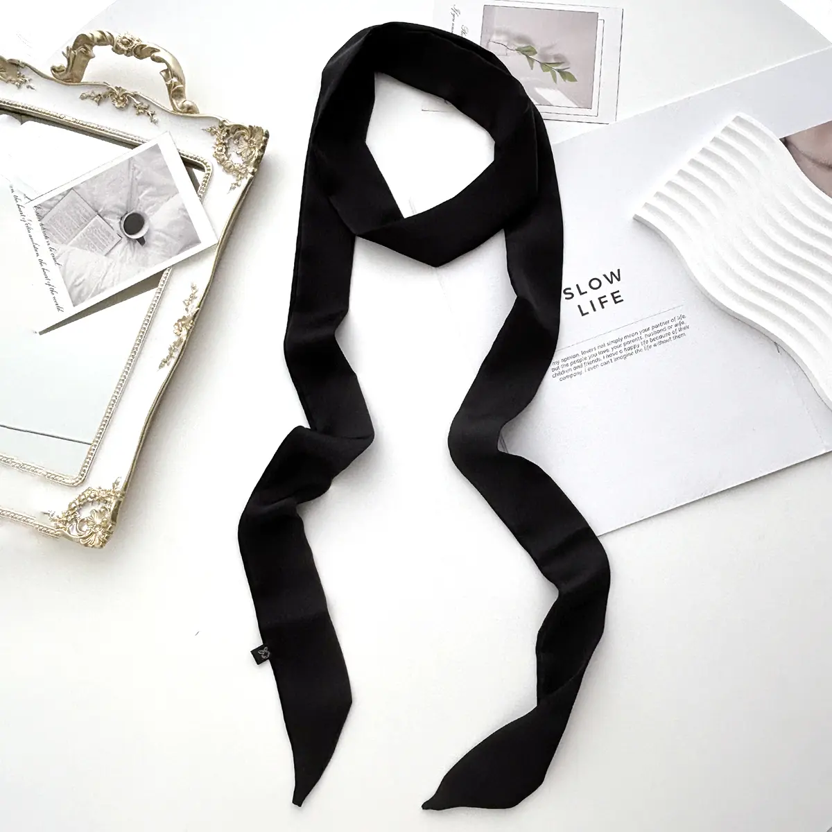 5x200cm Satin Silk Narrow Scarf Neckerchief Solid Neck Scarves Long Silk Thin Scarf Head Neck Hair Band Bag Ribbon Headbands DIY