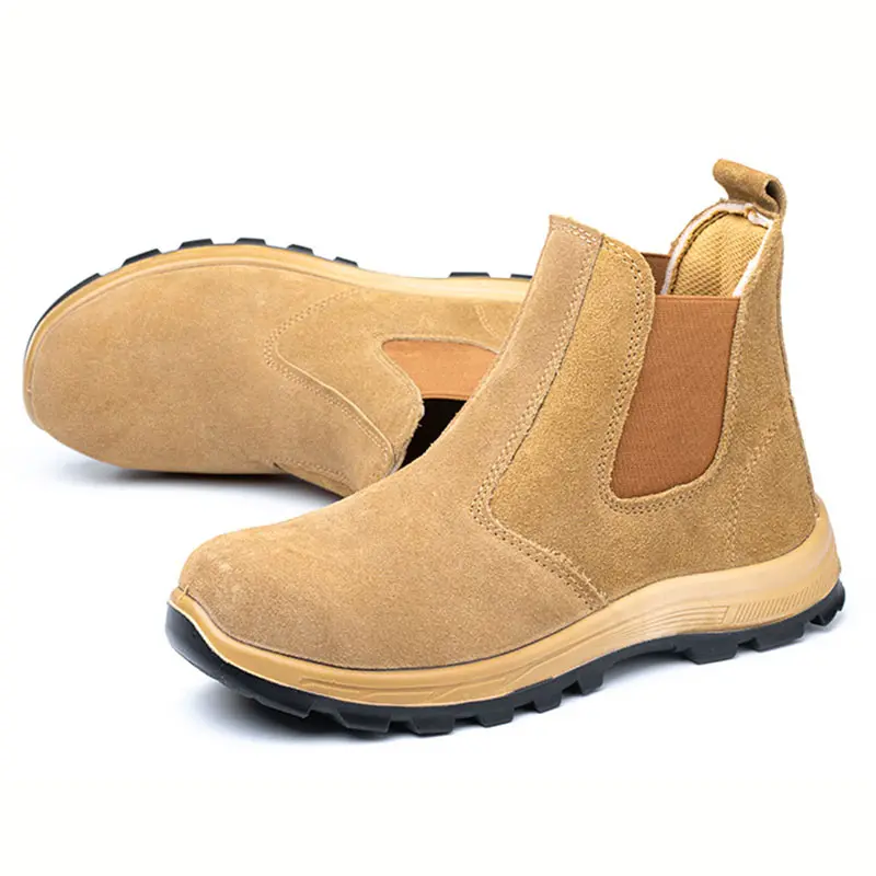 High Top Labor Protection Boots Anti-smash Anti-puncture Steel Baotou Welder Work Shoes Two Layers Of Leather Light Sneakers
