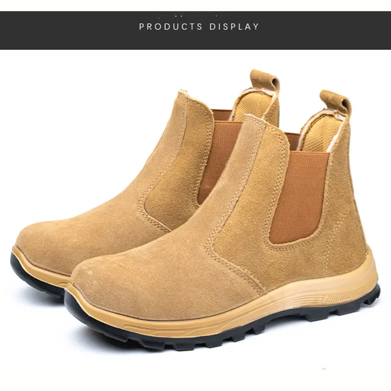 High Top Labor Protection Boots Anti-smash Anti-puncture Steel Baotou Welder Work Shoes Two Layers Of Leather Light Sneakers