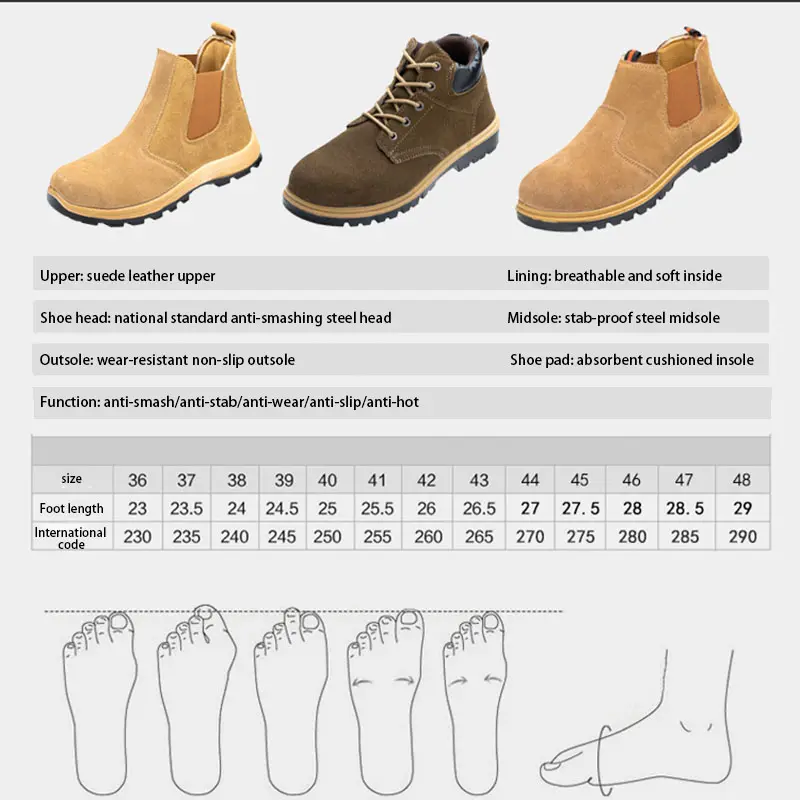 High Top Labor Protection Boots Anti-smash Anti-puncture Steel Baotou Welder Work Shoes Two Layers Of Leather Light Sneakers