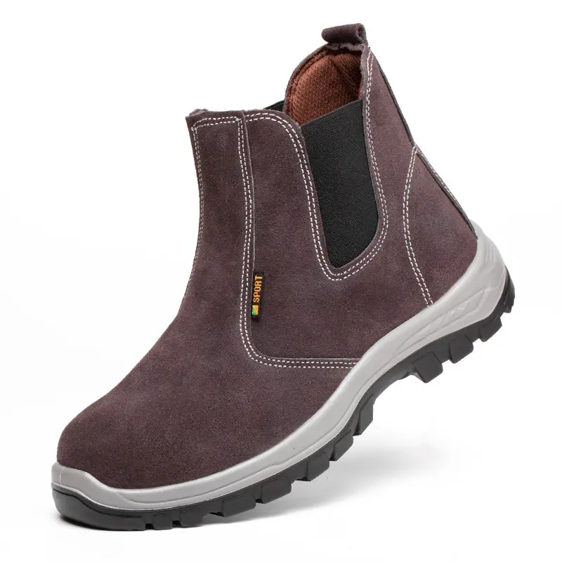 Anti-smashing Anti-puncture Steel Toes Men's Suede Safety Shoes  Wear-resistant Solid Shoe Sole Electric Welding Work Shoes