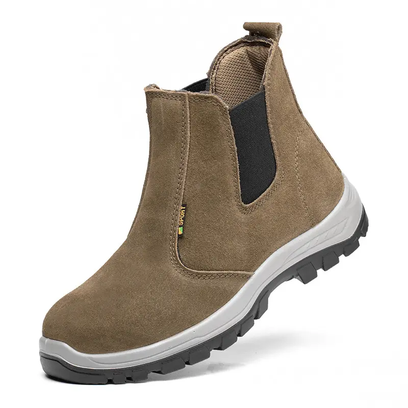 Anti-smashing Anti-puncture Steel Toes Men's Suede Safety Shoes  Wear-resistant Solid Shoe Sole Electric Welding Work Shoes