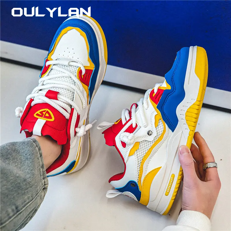 Men's Trendy Skate Shoes Spring Comfy Anti Slip Casual Lace Up Sneakers For Men's Retro Outdoor Activities Board Shoes Sports