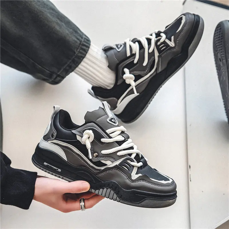 Men's Trendy Skate Shoes Spring Comfy Anti Slip Casual Lace Up Sneakers For Men's Retro Outdoor Activities Board Shoes Sports