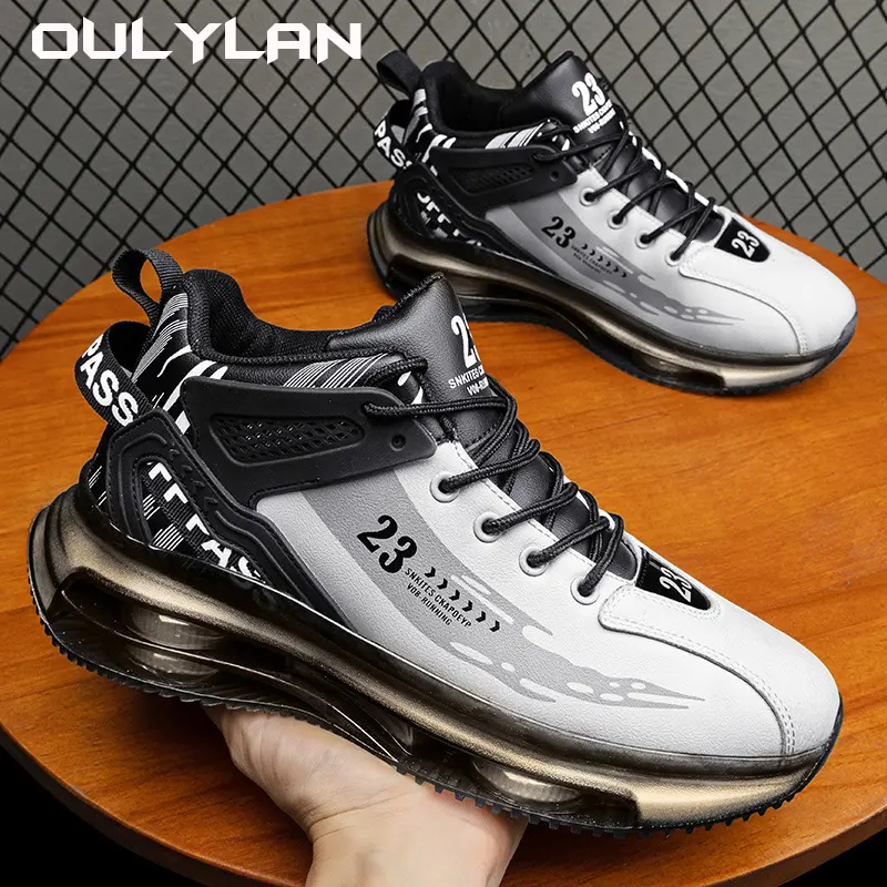 Fashion Air Cushioned Trendy Student Running Shoes Spring Summer Men's Shoes Sports Men Sneakers Casual High Top Round Toe Shoes