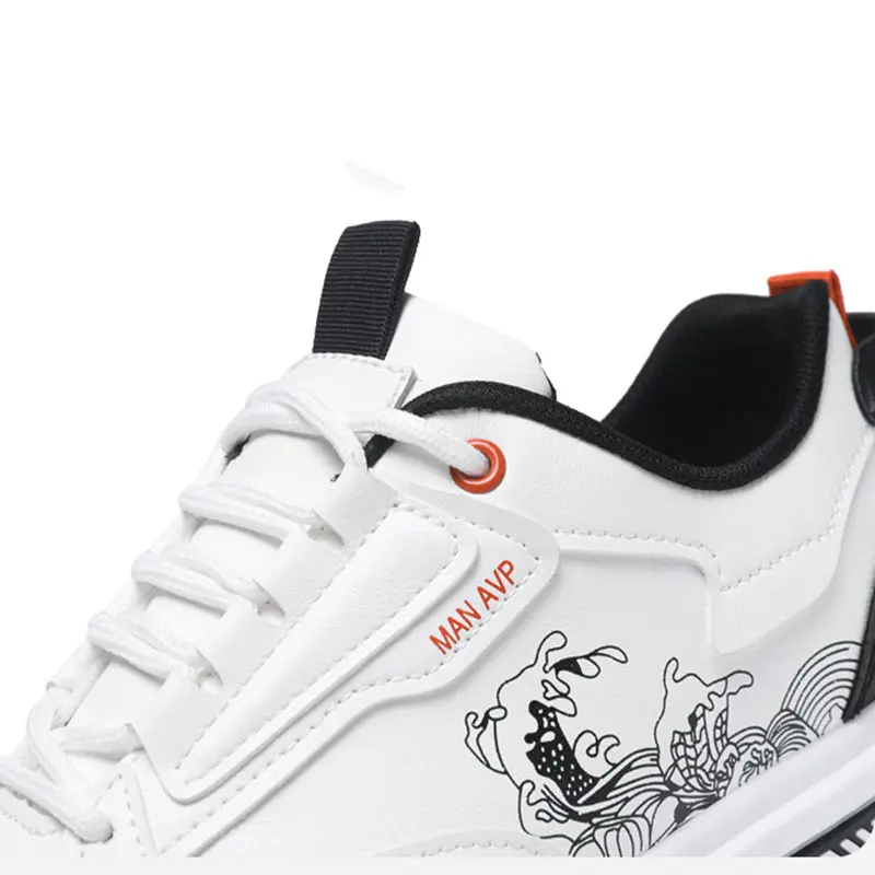 Oulylan New Trendy Men's Shoes Versatile Lightweight Breathable Soft Soled Sports Leisure Board Shoes White Running Shoes
